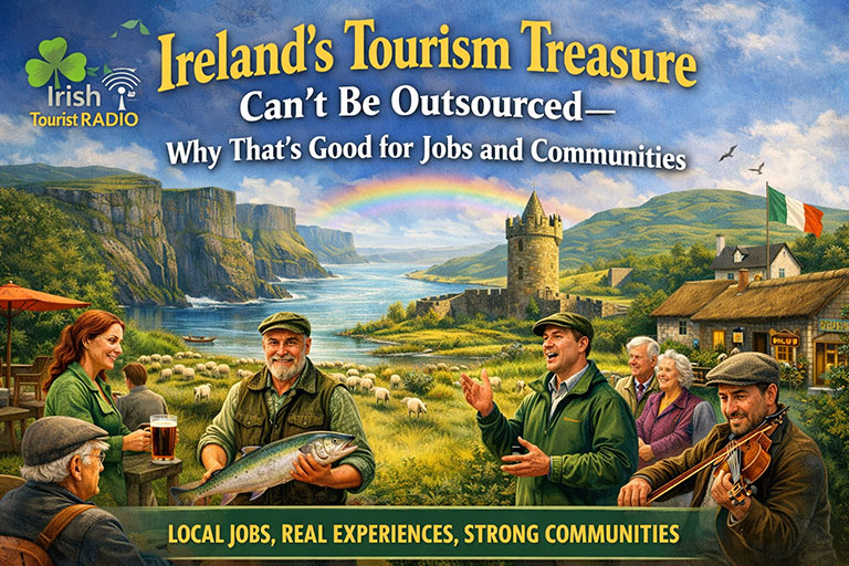 Ireland tourism supports local jobs and communities, with Irish landscapes, traditional music, and village life celebrating authentic Irish travel experiences.